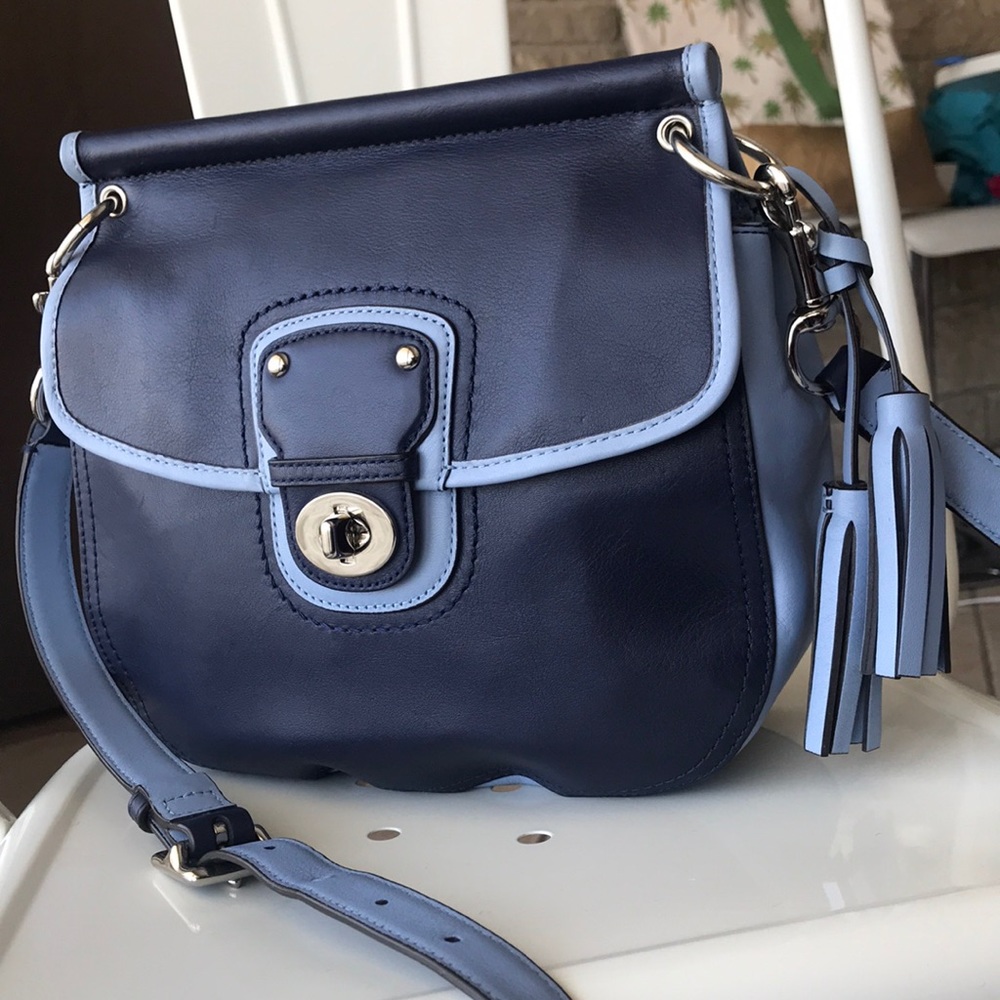 Coach Wesley color block cross body blue amazing
